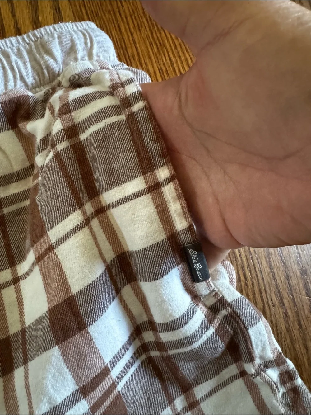 ddie Bauer Men’s L Brown Plaid Cotton Lounge Pajama Pants Drawstring